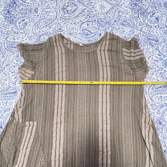 boho 100% cotton green /gold tunic dress/top - one pocket - size 'one size' - Picture 6 of 8